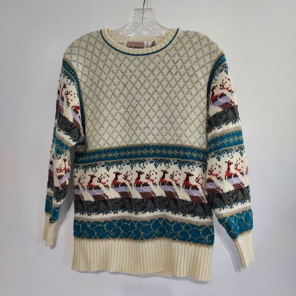 Vintage The Import Workshop Sweater Acrylic Blend Knit Fair Isle Crewneck Turkey - Picture 1 of 12
